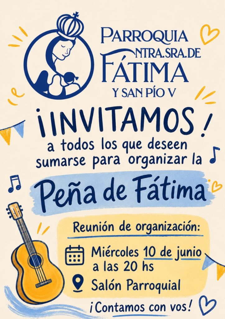 Banner para invitar a preparar la Peña de Fátima.