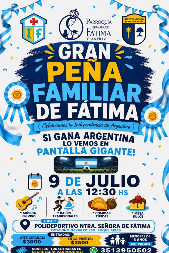 Banner de la peña para celebrar el Día de la Independencia el 9 de Julio