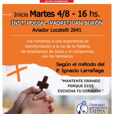 Talleres de Oración y Vida comienzan el 4 de agosto