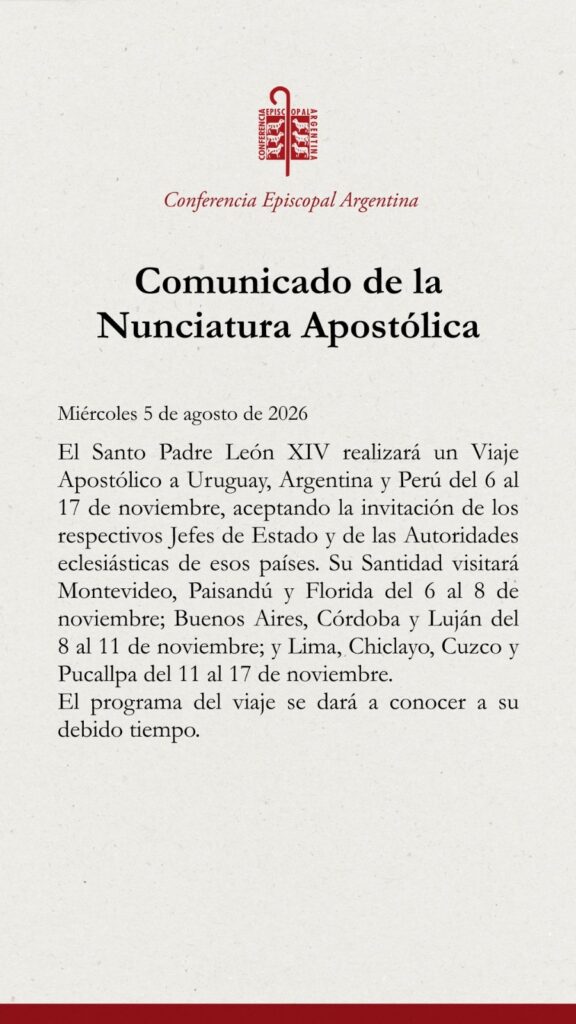 Comunicado de la Conferencia Episcopal Argentina